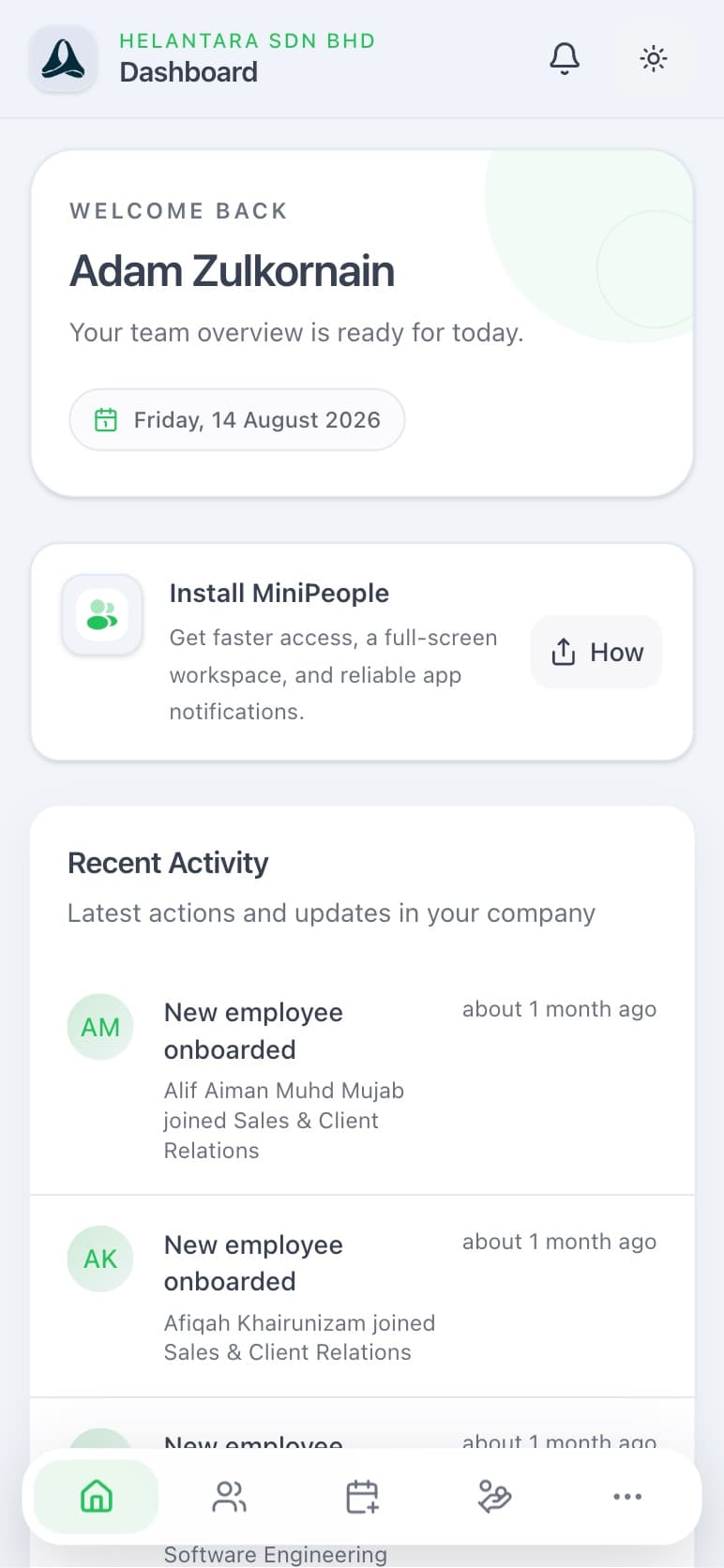 MiniPeople mobile interface